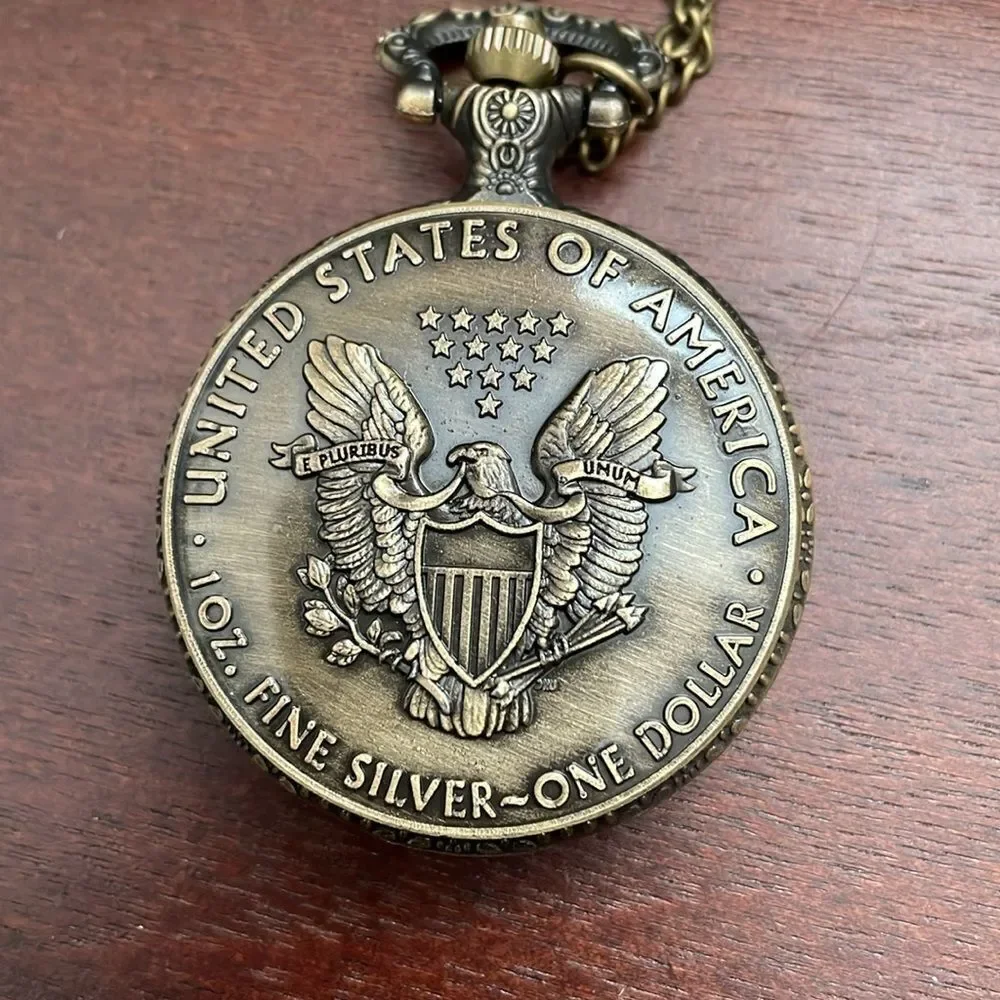 Lady Liberty Quartz Pocket Watch Bronze‎
